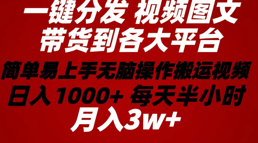 （10667期）2024年 一键分发卖货图文视频  简单易上手 没脑子赚盈利 每天一小时日入1…-网创e学堂