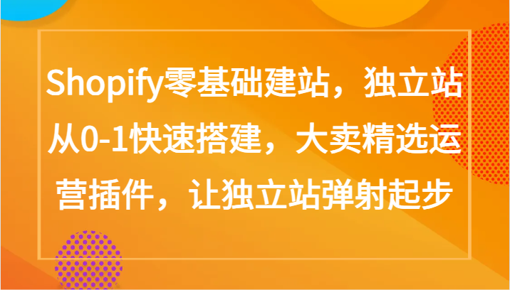 Shopify零基础建网站，自建站从0-1快速搭建，热销优选经营软件，让自建站烧胎-网创e学堂