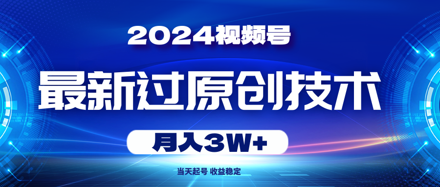 （10704期）2024微信视频号全新过原创技术，当日养号，收益稳定，月入3W-网创e学堂