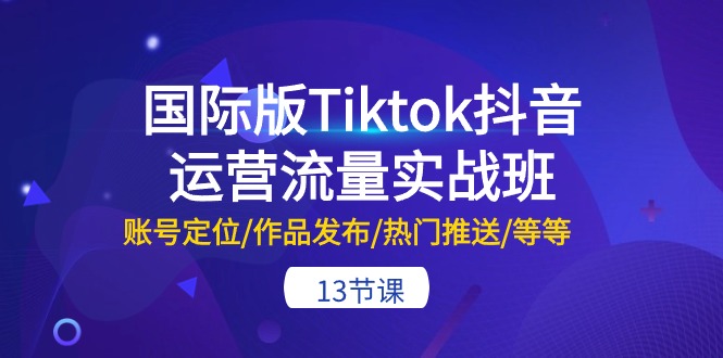 国际版Tiktok抖音运营流量实战班：账号定位/作品发布/热门推送/等等（13节）-网创e学堂