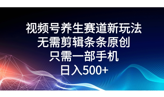 微信视频号健康养生跑道新模式，不用视频剪辑一条条原创设计，仅需一部手机即可操作-网创e学堂