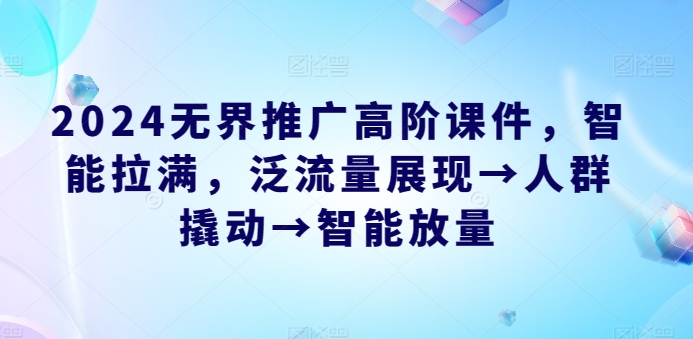 2024无边营销推广高级教学课件，智能化打满，泛流量呈现→群体撬起→智能化放量上涨-网创e学堂