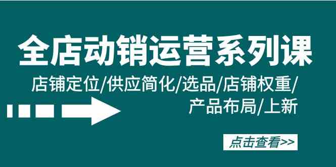 全店动销经营系列产品课：店铺运营/供货简单化/选款/宝贝权重/产品布局/上架-网创e学堂