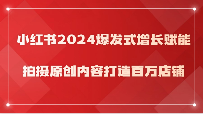 小红书的2024井喷式增长创变，拍照优质内容打造出上百万店面！-网创e学堂