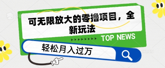 可放大化的零撸新项目，全新玩法，一天单机版撸个50 没什么问题【揭密】-网创e学堂