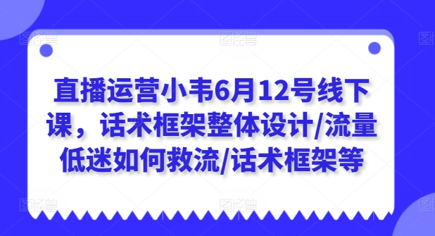 抖音运营小韦6月12号面授课，销售话术架构一体化设计/总流量不景气怎样救流/销售话术架构等-网创e学堂