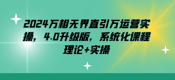 2024万相无边直引万经营实际操作，4.0全新升级，专业化课程内容 基础理论 实际操作-网创e学堂