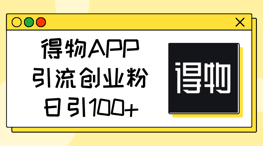 （11027期）得物APPAPP引流方法自主创业粉，日引100-网创e学堂