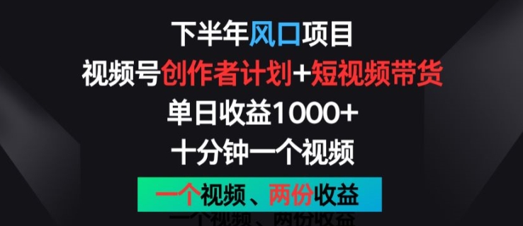 后半年蓝海项目，微信视频号创作者计划 短视频带货，一个视频二份盈利，十分钟一个视频【揭密】-网创e学堂