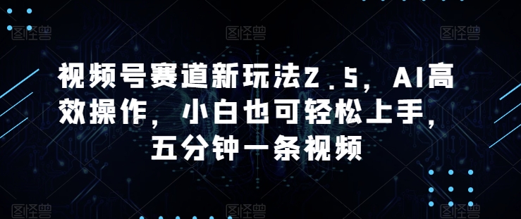 微信视频号跑道新模式2.5，AI高效率实际操作，新手也可以快速上手，五分钟一条视频-网创e学堂