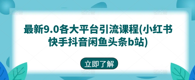 全新9.0各个平台引流课程(小红书的快手抖音闲剁椒鱼头条b站)-网创e学堂