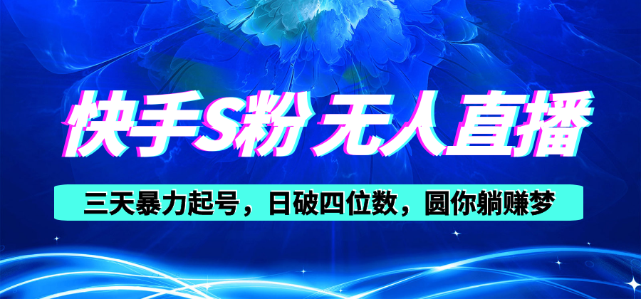 （10694期）快手视频S粉没有人直播教学视频，零粉三天暴力行为养号，日破四位数，小白可入-网创e学堂