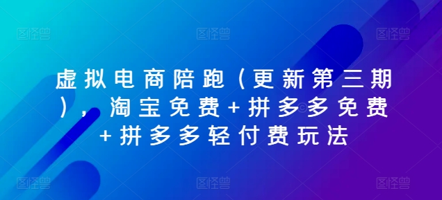 虚似电子商务陪跑(升级第三期)，淘宝免费 拼多多免费 拼多多平台轻付钱游戏玩法-网创e学堂