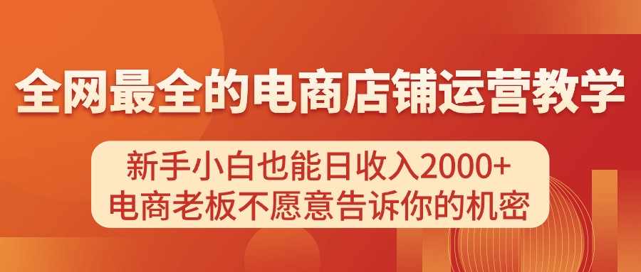 （11266期）电商店铺运营教学，新手小白也能日收入2000+，电商老板不愿意告诉你的机密-网创e学堂