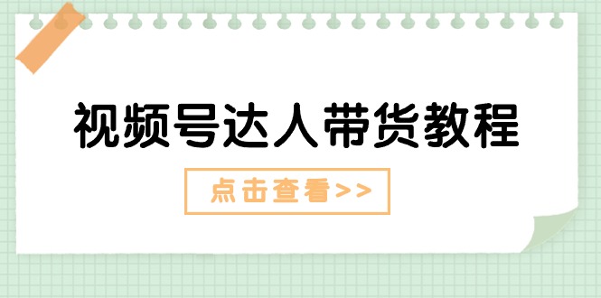 （11162期）视频号达人带货教程：达人剧情打法（长期）+达人带货广告（短期）-网创e学堂