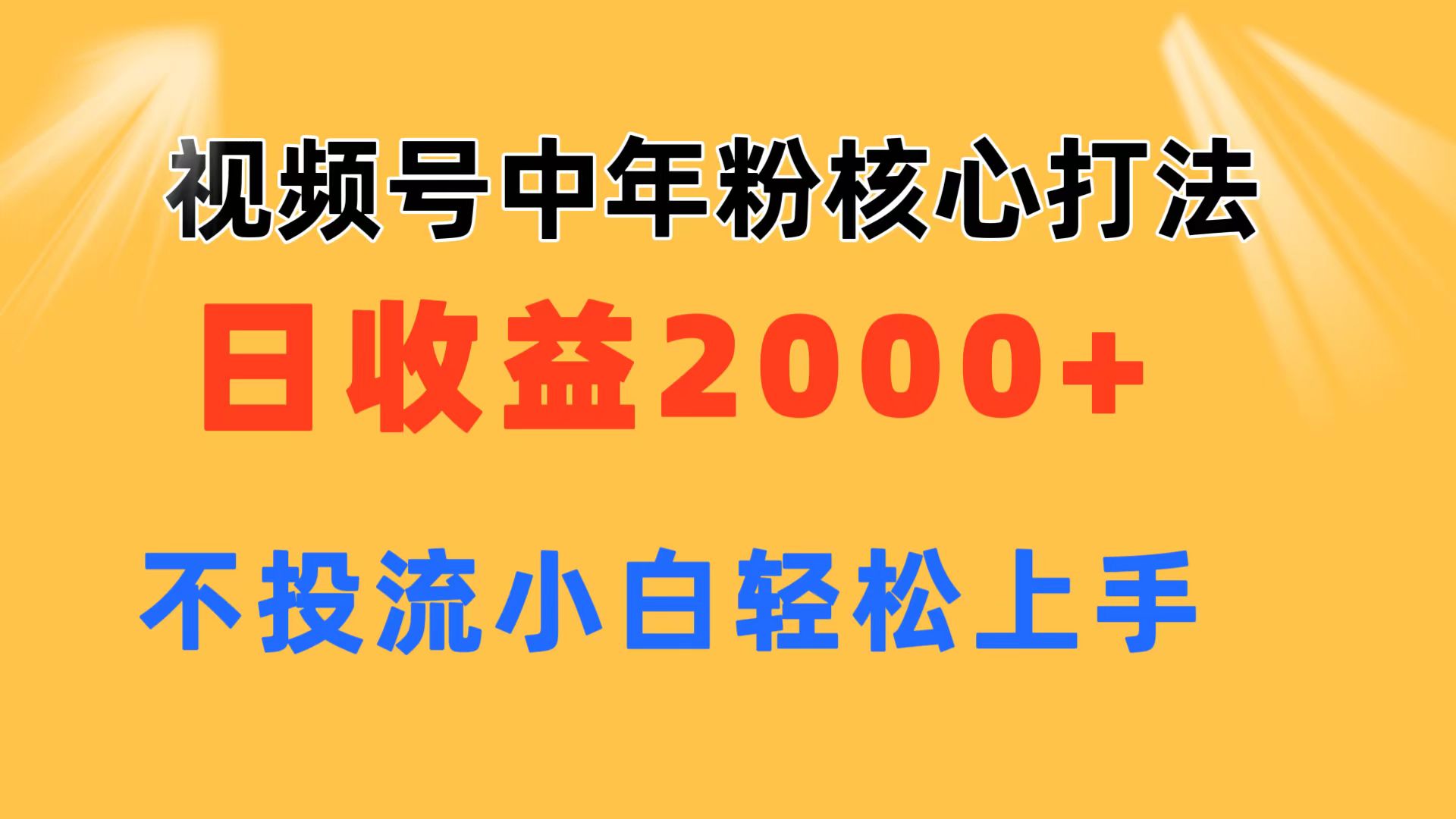 （11205期）视频号中年粉核心玩法 日收益2000+ 不投流小白轻松上手-网创e学堂