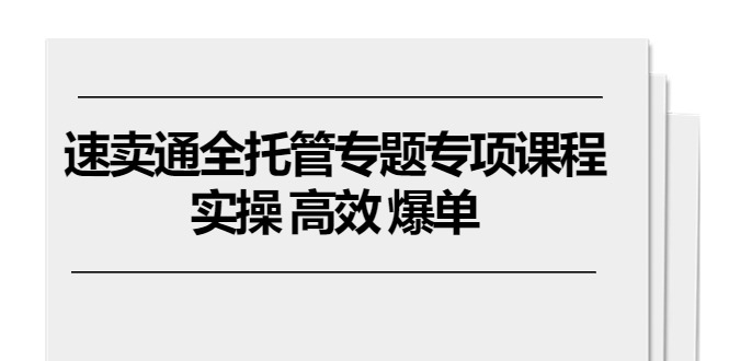 （10917期）全球速卖通 全托管专题讲座重点课程内容，实际操作 高效率 打造爆款（11堂课）-网创e学堂