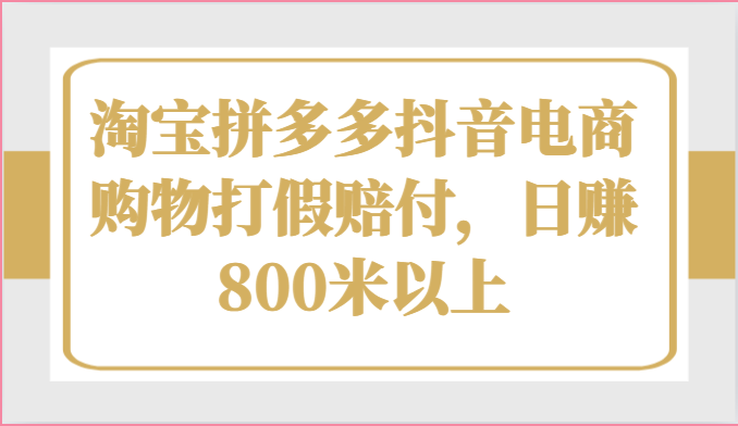 淘宝拼多多抖音电商购物打假赔付，日赚800米以上-网创e学堂