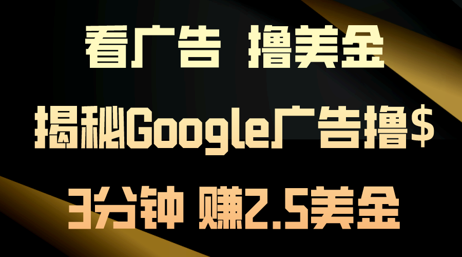 （10912期）买会员，撸美元！3min赚2.5美元！日入200美元指日可待！揭密Google广告宣传…-网创e学堂