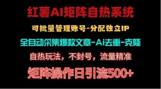 红薯矩阵自热系统，独家不死号引流玩法！矩阵操作日引流500+-网创e学堂