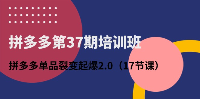 拼多多第37期培训班：拼多多单品裂变起爆2.0（17节课）-网创e学堂