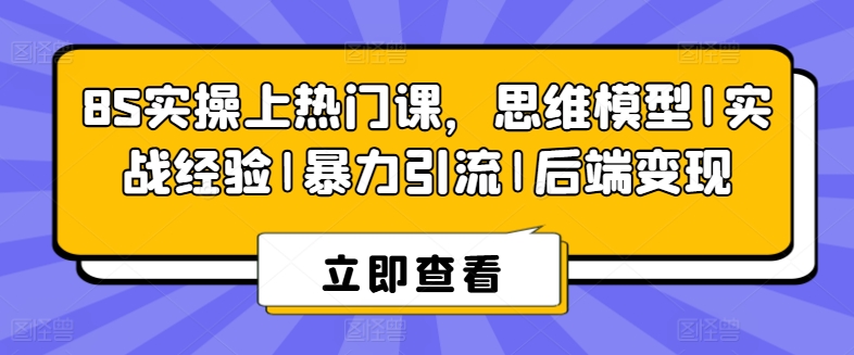 8S实际操作抖音上热门课，思维模型|实践经验|暴力行为引流方法|后面转现-网创e学堂