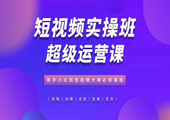 小视频实际操作班非常运营课，新手入门到小视频高手必修课-网创e学堂