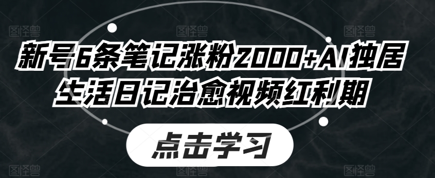 小号6条手记增粉2000 AI独自生活日记痊愈短视频风口期-中创网_分享中赚网创业资讯_最新网络项目资源-网创e学堂