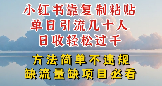 小红书靠复制粘贴单日引流几十人目收轻松过千，方法简单不违规【揭秘】-网创e学堂