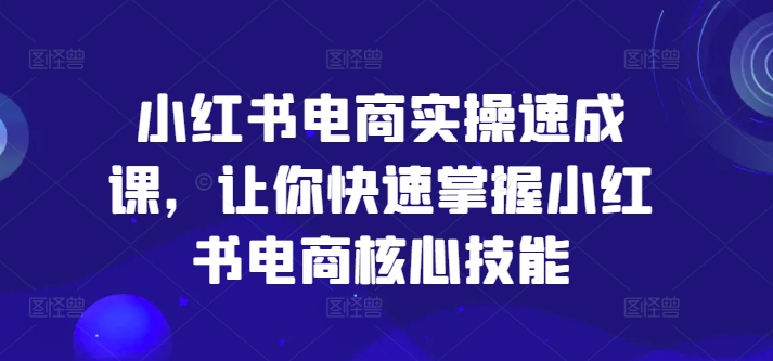 小红书电商实际操作速成课，让你快速把握小红书电商核心技能-中创网_分享中创网创业资讯_最新网络项目资源-网创e学堂