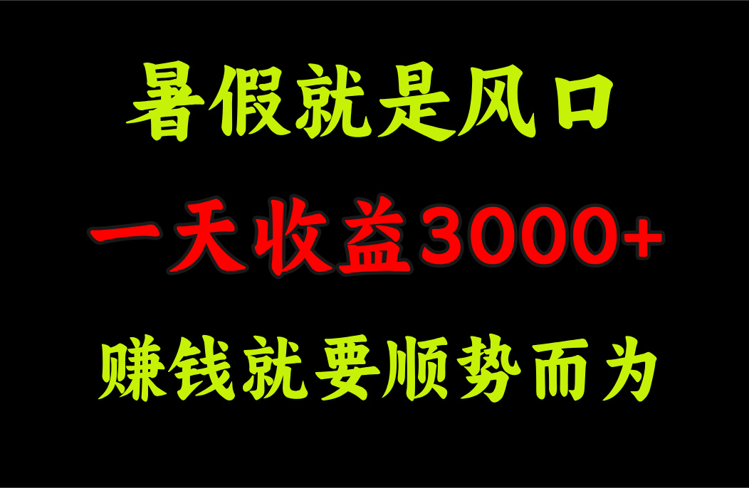 （11670期）一天收益3000+ 赚钱就是顺势而为，暑假就是风口-中创网_分享中创网创业资讯_最新网络项目资源-网创e学堂