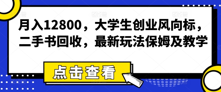 月入12800，学生创业方向标，二手书回收，全新游戏玩法家庭保姆及教学-中创网_分享中创网创业资讯_最新网络项目资源-网创e学堂