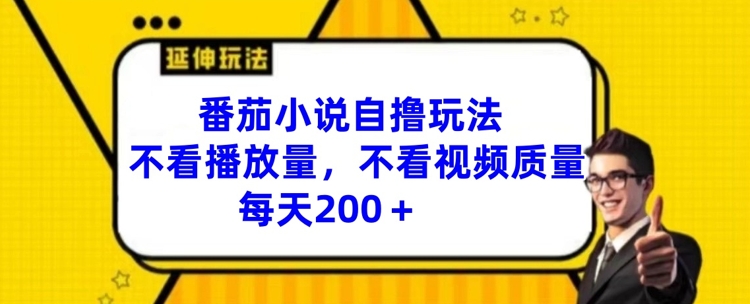 番茄小说自撸游戏玩法，不要看播放率，不要看视频清晰度，每日200 【揭密】-中创网_分享中创网创业资讯_最新网络项目资源-网创e学堂