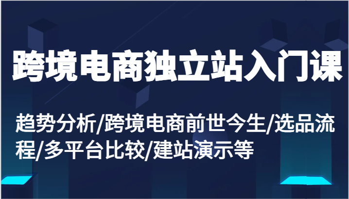 跨境电商电商独立站新手入门课：变化趋势/跨境电子商务来世今生/选款步骤/全平台较为/建网站演试等-中创网_分享中创网创业资讯_最新网络项目资源-网创e学堂