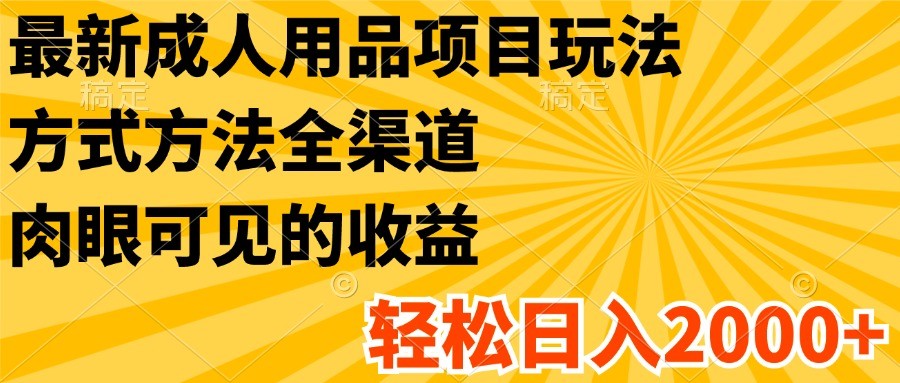 全新两性用品新项目游戏玩法，具体方法新零售，很明显的盈利，轻轻松松日入2000-中创网_分享中创网创业资讯_最新网络项目资源-网创e学堂