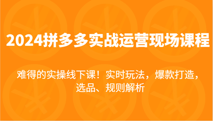 2024拼多多平台实战演练经营当场课，即时游戏玩法，爆款打造，选款、标准分析，不可多得的实际操作面授课！-中创网_分享中创网创业资讯_最新网络项目资源-网创e学堂