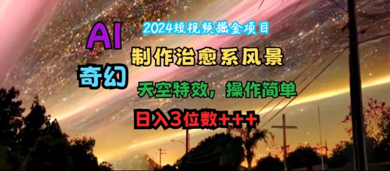 2024短视频掘金项目，AI制作治愈系风景，奇幻天空特效，操作简单，日入3位数【揭秘】-中创网_分享中创网创业资讯_最新网络项目资源-网创e学堂