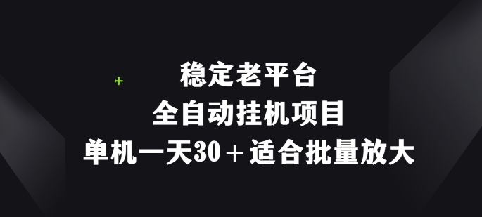 平稳老平台，全自动挂机新项目，单机版一天30 适宜大批量变大-中创网_分享中创网创业资讯_最新网络项目资源-网创e学堂