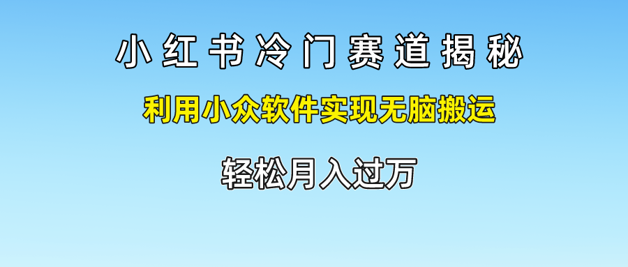 小红书的小众跑道揭密,运用小众软件完成没脑子运送，轻轻松松月入了万-中创网_分享中创网创业资讯_最新网络项目资源-网创e学堂