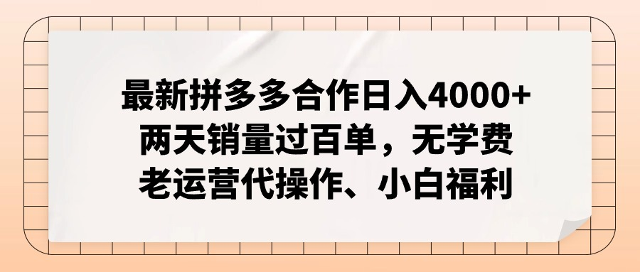 全新拼多多平台优质企业新手褔利，二天销售量过百单，不要钱、老经营代实际操作-中创网_分享中创网创业资讯_最新网络项目资源-网创e学堂