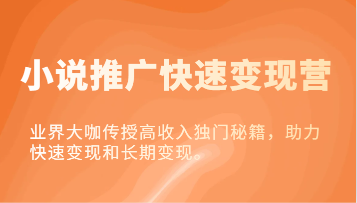 小说集营销推广收益最大化营-业内大佬教给高工资独门秘籍，助推收益最大化或长期转现。-中创网_分享中创网创业资讯_最新网络项目资源-网创e学堂