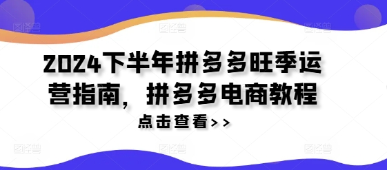 2024后半年拼多多平台高峰期运营指南，拼多多电商实例教程-中创网_分享中创网创业资讯_最新网络项目资源-网创e学堂