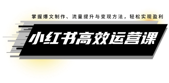 （12369期）小红书高效运营课：掌握爆文制作、流量提升与变现方法，轻松实现盈利-中创网_分享中创网创业资讯_最新网络项目资源-网创e学堂