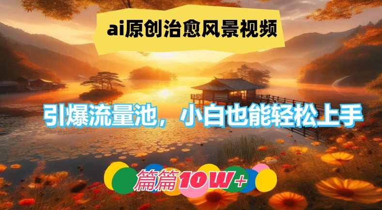 ai原创治愈风景视频，引爆流量池，小白也能轻松上手，篇篇10w+【揭秘】-中创网_分享中创网创业资讯_最新网络项目资源-网创e学堂