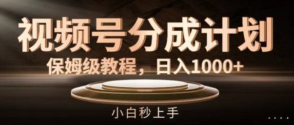 微信视频号分为方案家庭保姆级实例教程，日入1K，新手秒入门【揭密】-中创网_分享中创网创业资讯_最新网络项目资源-网创e学堂