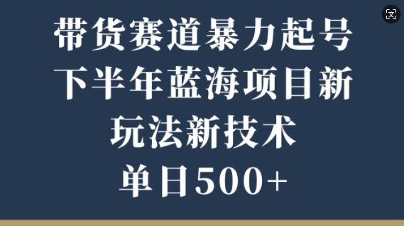 带货赛道暴力起号，下半年蓝海项目，新玩法新技术，单日500+-中创网_分享中创网创业资讯_最新网络项目资源-网创e学堂