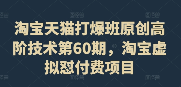 天猫打穿班原创设计高级技术性第60期，淘宝虚拟怼付钱新项目-中创网_分享中创网创业资讯_最新网络项目资源-网创e学堂