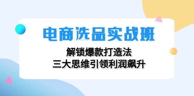 电商选品实战班：解锁爆款打造法，三大思维引领利润飙升-中创网_分享中创网创业资讯_最新网络项目资源-网创e学堂