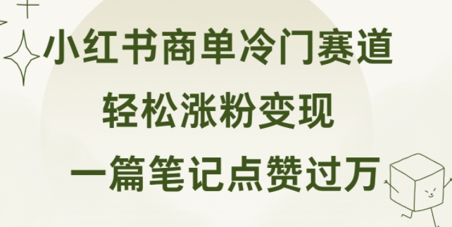 小红书商单冷门赛道 一篇笔记点赞过万 轻松涨粉变现-中创网_分享中创网创业资讯_最新网络项目资源-网创e学堂