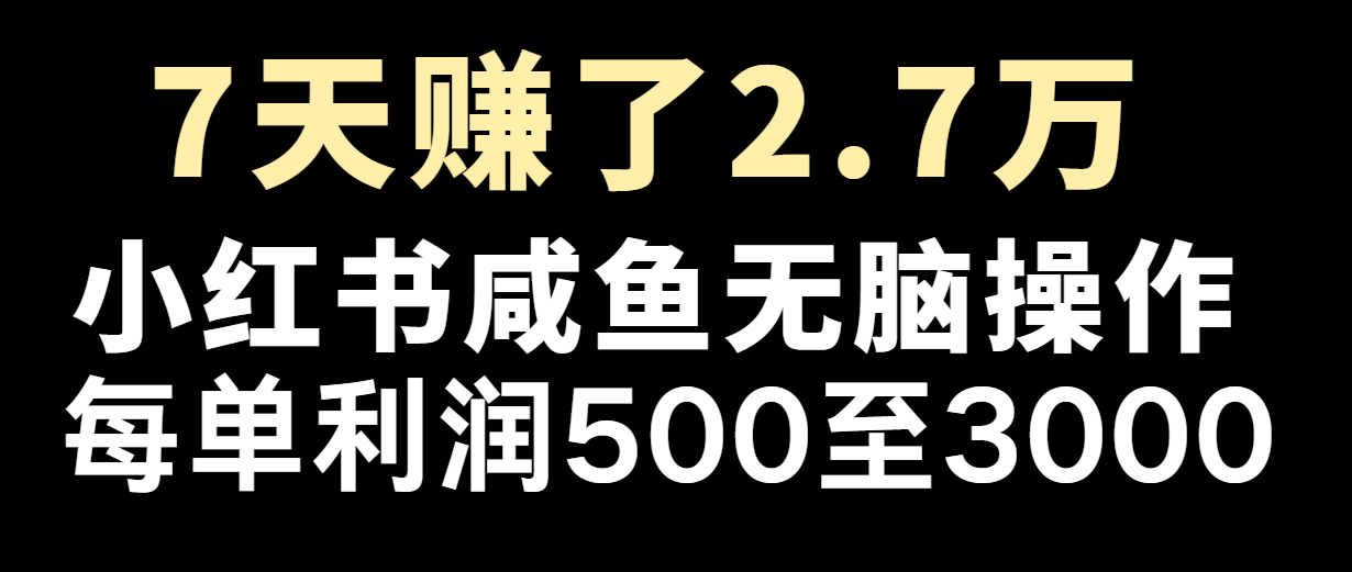 七天赚了2.7万！每单利润最少500+，轻松月入5万+小白有手就行-中创网_分享中创网创业资讯_最新网络项目资源-网创e学堂